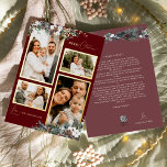 Carte De Vœux En Aluminium Ruby Red Greenery Vintage Four Photo Collage<br><div class="desc">Bienvenue dans notre magnifique design de la Ruby Red Greenery Vintage Four Photo Collage Foil Holiday Card, où le charme vintage et l'élégance moderne. Cette conception est composée d'une végétation d'aquarelle complexe et d'une calligraphie subtilement élégante avec une typographie simple, capturant l'essence de l'esprit traditionnel et rustique cottage core. Avec...</div>