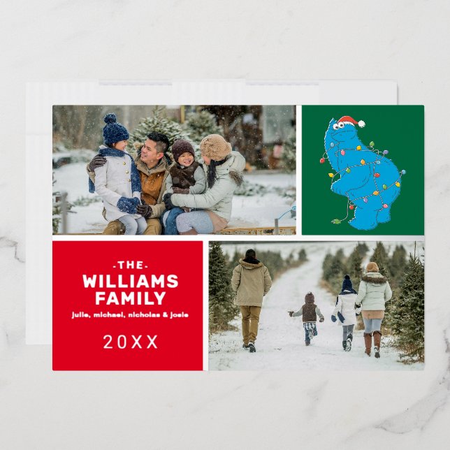 Carte De Vœux En Aluminium Rue Sésame | Photo de famille du monstre de cookie (Enveloppe)