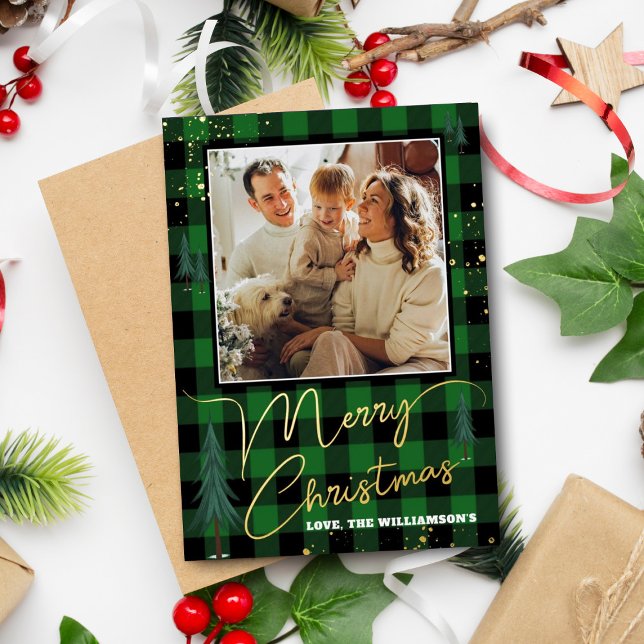 Carte De Vœux En Aluminium Russe Plaid Christmas Tree Forest Photo Real (Créateur téléchargé)