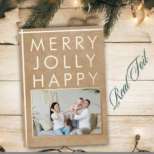 Carte De Vœux En Aluminium Rustic Jolly Jolly Happy Family Photo Noël