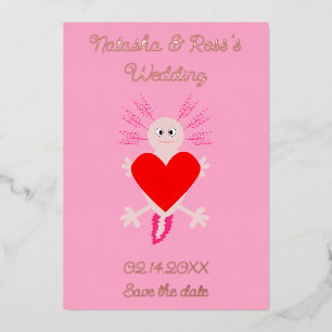 Carte De Vœux En Aluminium Saint-Valentin Amour Cœur Axolotl Mariage Personna