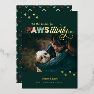 Carte De Vœux En Aluminium Saison de Pawsitivity Amusants Green Pet Chien Pho
