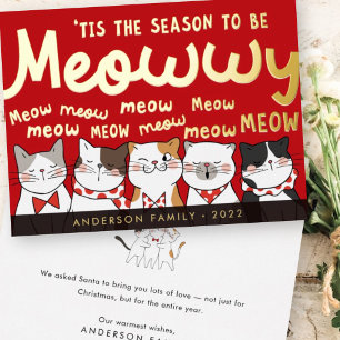 Carte De Vœux En Aluminium Saison être Meowwy Funny Cute Cats Caroling