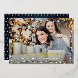 Carte De Vœux En Aluminium Saisons Salutation feux de Noël