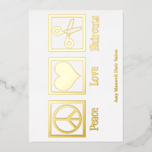 Carte De Vœux En Aluminium Salon de Coiffure Coiffeur sur Mesure Peace Love H