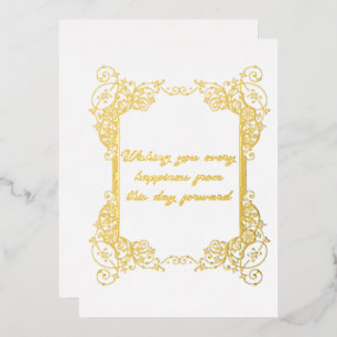 Carte De Vœux En Aluminium Salutations Mariage Gold Foil