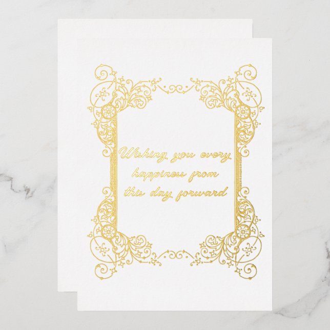 Carte De Vœux En Aluminium Salutations Mariage Gold Foil (Recto/Verso)