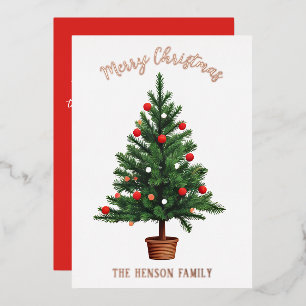 Carte De Vœux En Aluminium Sapin de Noël décoré de pin