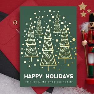 Carte De Vœux En Aluminium Sapin de Noël Émeraude Vert Forêt Joyeux