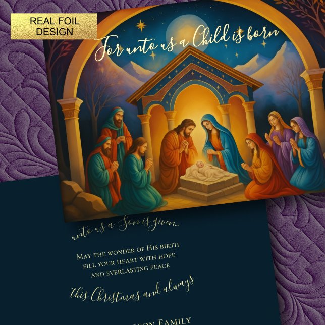 Carte De Vœux En Aluminium Scène de Nativité de Peinture Moderne (Créateur téléchargé)