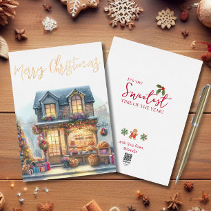 Carte De Vœux En Aluminium Scène hiver vintage Joyeux Noël Or