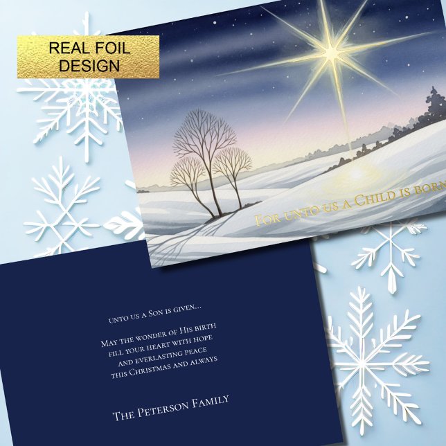Carte De Vœux En Aluminium Scène sacrée de neige de Noël (Créateur téléchargé)