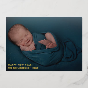 Carte De Vœux En Aluminium Script d'aventure photo du Nouvel An