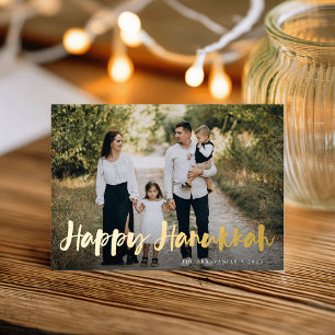 Carte De Vœux En Aluminium Script de brosse - Hanoukka photo complète