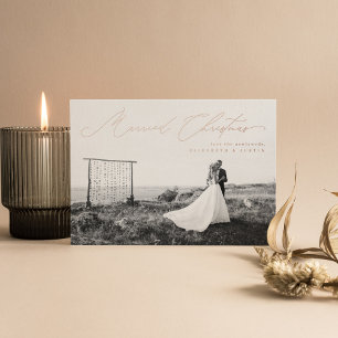 Carte De Vœux En Aluminium Script de calligraphie de Noël marié