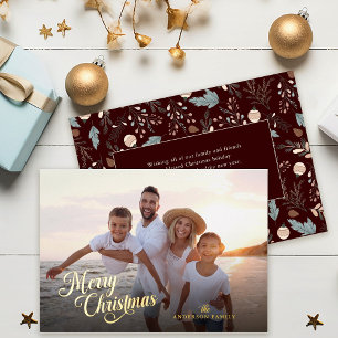 Carte De Vœux En Aluminium Script de Noël Plein Photo Greenergie Message Or