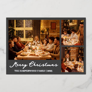 Carte De Vœux En Aluminium Script de rennes de Noël Famille Collage photo