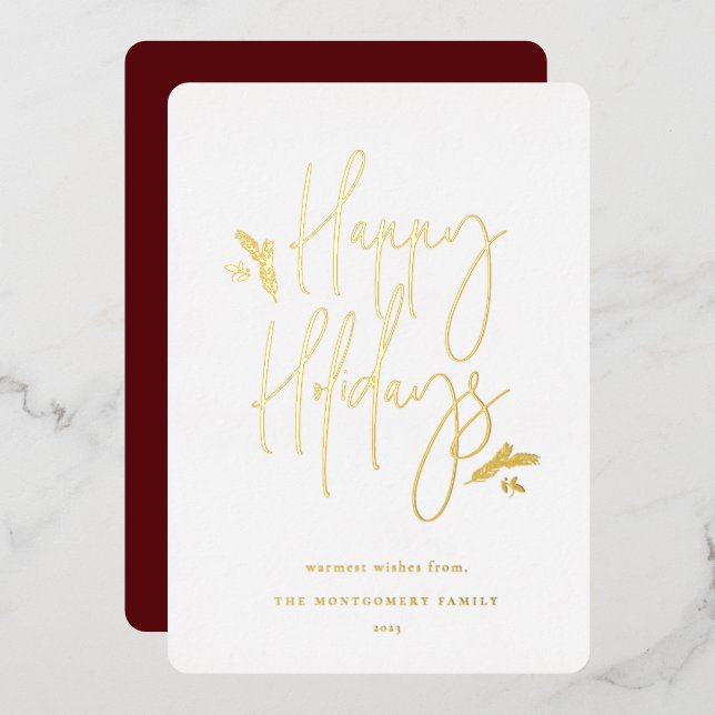 Carte De Vœux En Aluminium Script Festif Simple (Recto/Verso)
