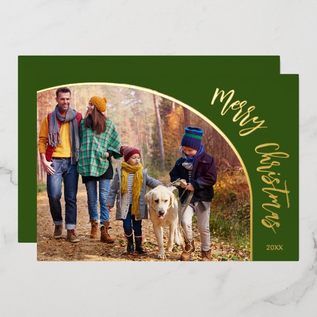 Carte De Vœux En Aluminium Script Joyeux Noël en Or (Recto/Verso)