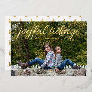 Carte De Vœux En Aluminium Script manuscrit Joyful Tidings Photo