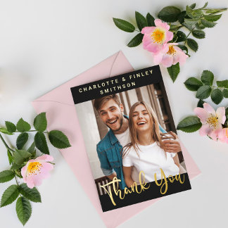 Carte De Vœux En Aluminium Script minimaliste Merci Mariage personnalisé