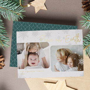 Carte De Vœux En Aluminium Script neigeux   2 Photo Paix sur Terre