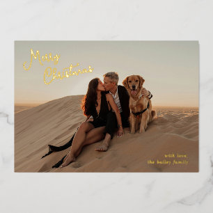 Carte De Vœux En Aluminium Script Whimsical Photo moderne Noël