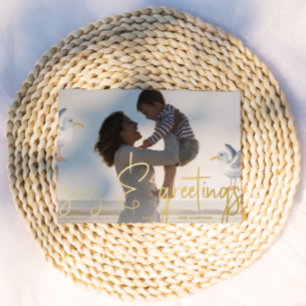 Carte De Vœux En Aluminium Seas et salutations Plage Thème Photo Sable