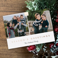 Season's Greetings Stylish Minimal 2 Photo Rose