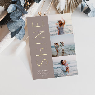 Carte De Vœux En Aluminium Shine On   Modern 3 Photo Collage Hanukkah