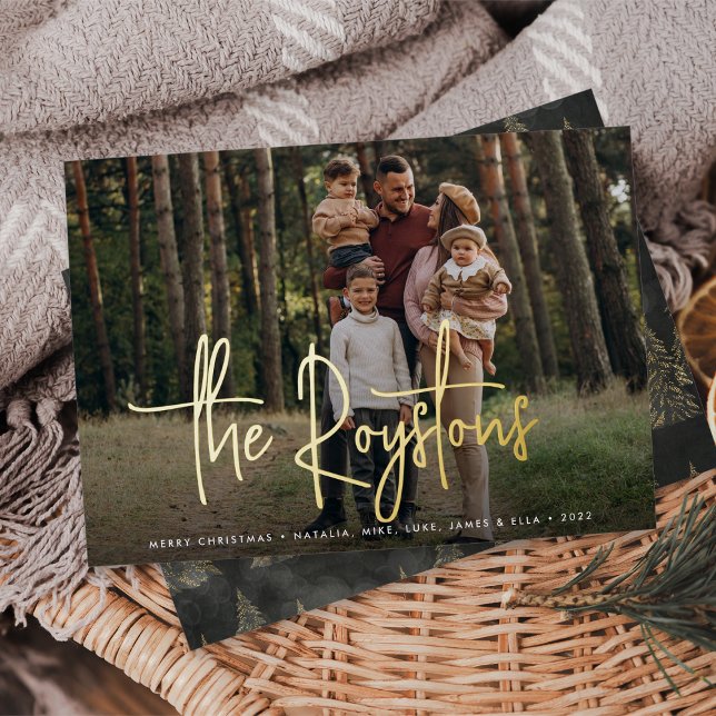 Carte De Vœux En Aluminium Signature esquissée moderne | Photo horizontale (Créateur téléchargé)