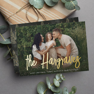 Carte De Vœux En Aluminium Signature esquissée moderne Photo horizontale