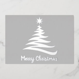 Carte De Vœux En Aluminium Silhouette de sapin de Noël en feuille métallique