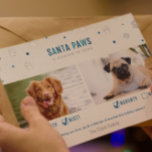Carte De Vœux En Aluminium Silver Foil & Blue Santa Paws Two Dog Photo Card<br><div class="desc">Cute "Santa Paws is coming to town" two dog Christmas photo card with naughty or nice checkmarks and real foil accents!</div>