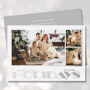 Carte De Vœux En Aluminium Silver Happy Holidays Multi Photos