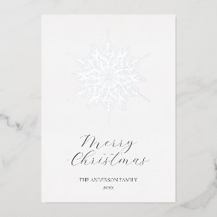 Carte De Vœux En Aluminium Silver Snowflake Joyeux Noël Famille