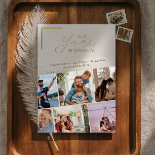 Carte De Vœux En Aluminium Simple année en moments Famille Photo Noël