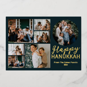 Carte De Vœux En Aluminium Simple Élégant Bleu Joyeux Hanukkah photomontage