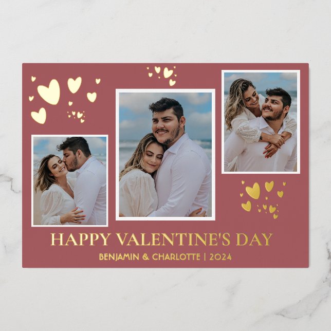 Carte De Vœux En Aluminium Simple Elegant Love valentines jour couple photo (Recto)
