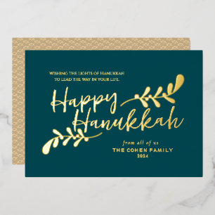 Carte De Vœux En Aluminium Simple Élégant Moderne Bleu Joyeux Hanukkah