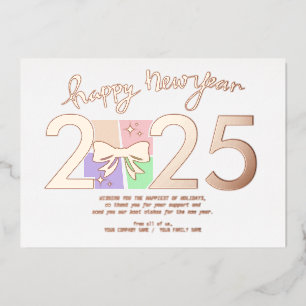 Carte De Vœux En Aluminium Simple élégant Noël Nouvel An Boîte Cadeau Bow