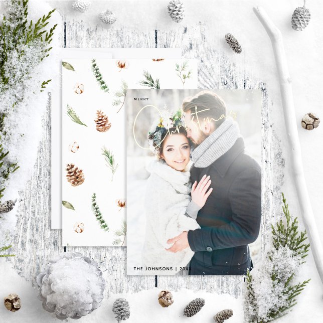 Carte De Vœux En Aluminium Simple Joyeux Noël Coton Mariage d'hiver Photo (Créateur téléchargé)