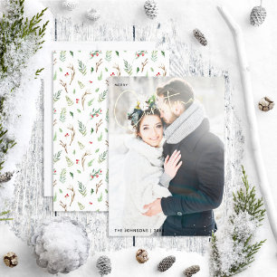 Carte De Vœux En Aluminium Simple Joyeux Noël Forêt Berry Mariage Photo