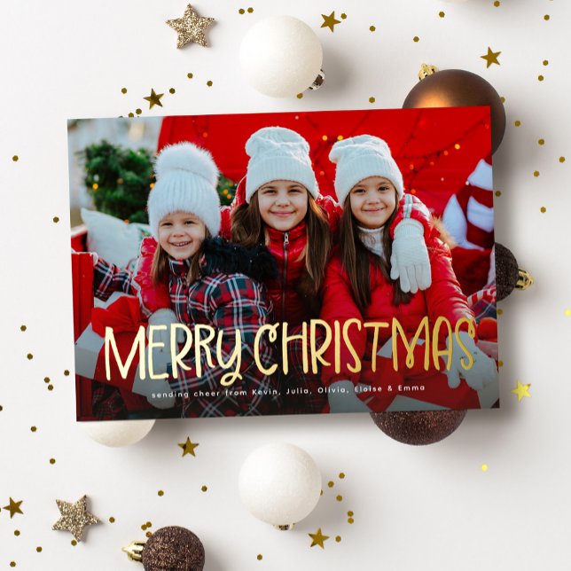 Carte De Vœux En Aluminium Simple Joyeux Noël mignon amusement une photo (Créateur téléchargé)