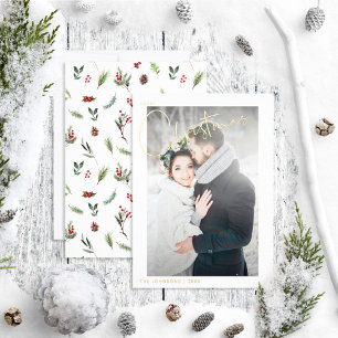 Carte De Vœux En Aluminium Simple Joyeux Noël Rouge Mariage d'hiver Photo