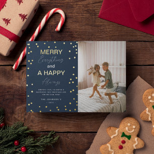 Carte De Vœux En Aluminium Simple 'Joyeux Tout' Photo Noël Or