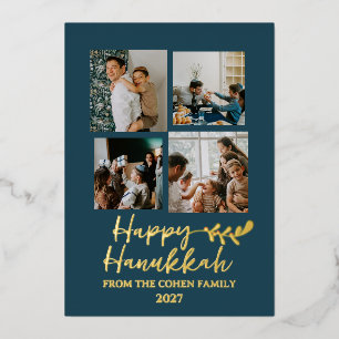 Carte De Vœux En Aluminium Simple Moderne Joyeux Hanukkah Élégant 4 Photo