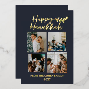Carte De Vœux En Aluminium Simple Moderne Joyeux Hanukkah Élégant 4 Photo