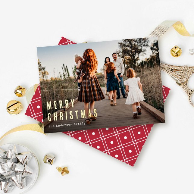 Carte De Vœux En Aluminium Simple moderne Joyeux Noël Famille Photo (Créateur téléchargé)