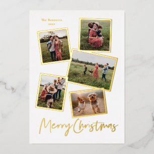Carte De Vœux En Aluminium Simple Script Joyeux Noël Photomontage Or